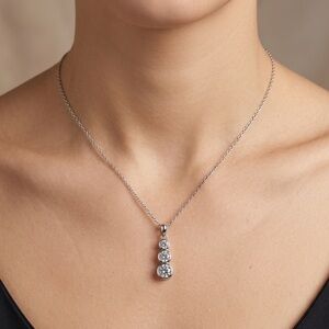 Three Stone Journey Pendant Necklace | Graduated Linear Drop 16”